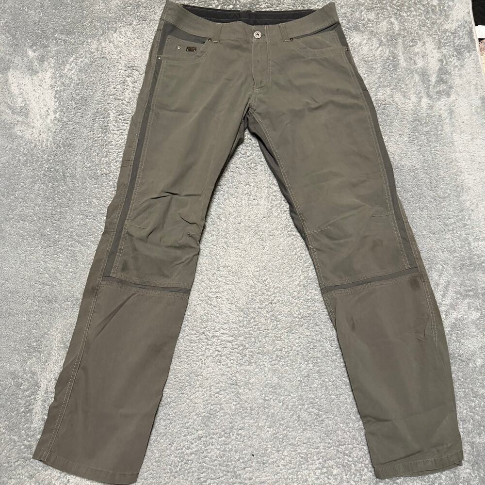 Kuhl Radikl Pants Mens 34 x34 Gray Brown Hiking Corton Nylon Blend **Stains